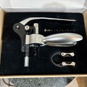 Lever-Style Corkscrew Wine Opener Set - Silver